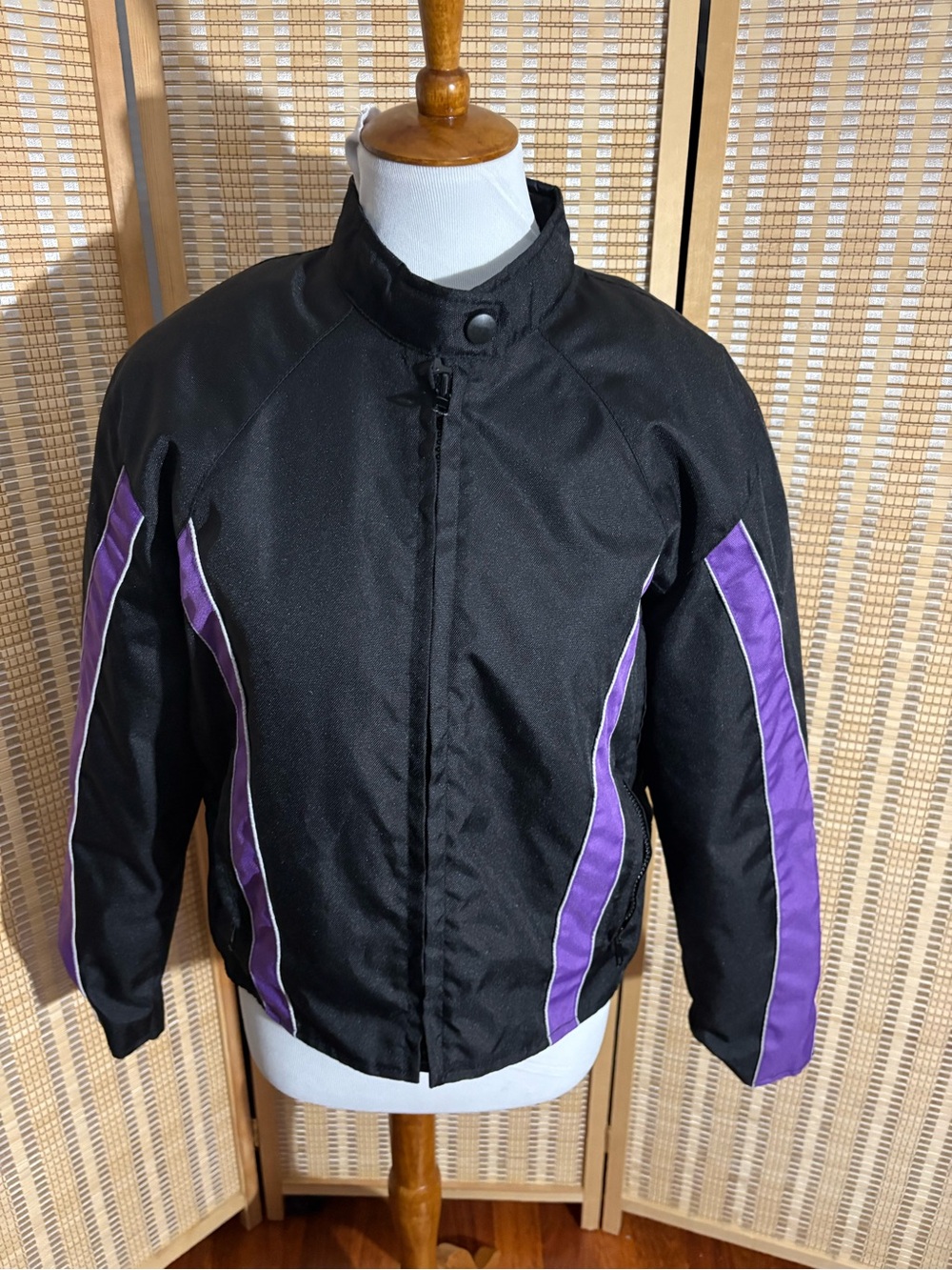 Women's Black Utility Jacket with Purple Accents